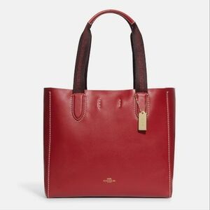 Coach Red/Oxblood Pebbled Leather Derby Tote